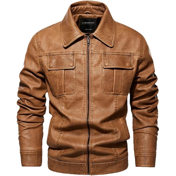 Men's Vintage Faux Leather Jacket Windproof Motorcycle Bomber