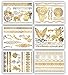 Terra Tattoos Gold Metallic Temporary Tats 75+ Geometric Henna Designs Butterflies, Elephants, Flowers Waterproof Nontoxic Long Lasting Perfect for Beach, Festivals, & more! (Dawn)