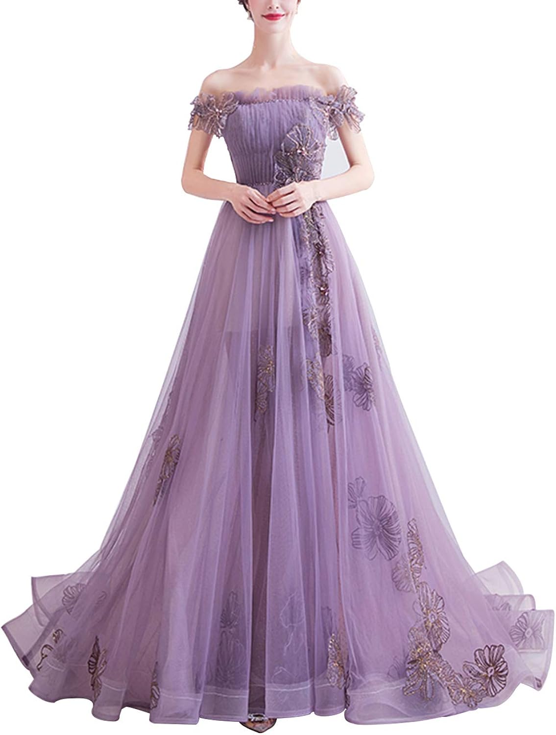 purple evening dress