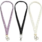 HBQTYXGS Stretchy Scrunchie Lanyard for ID Badges & Keys,Retractable Keychain Holder for Women Teacher,Neck Lanyard for Keys