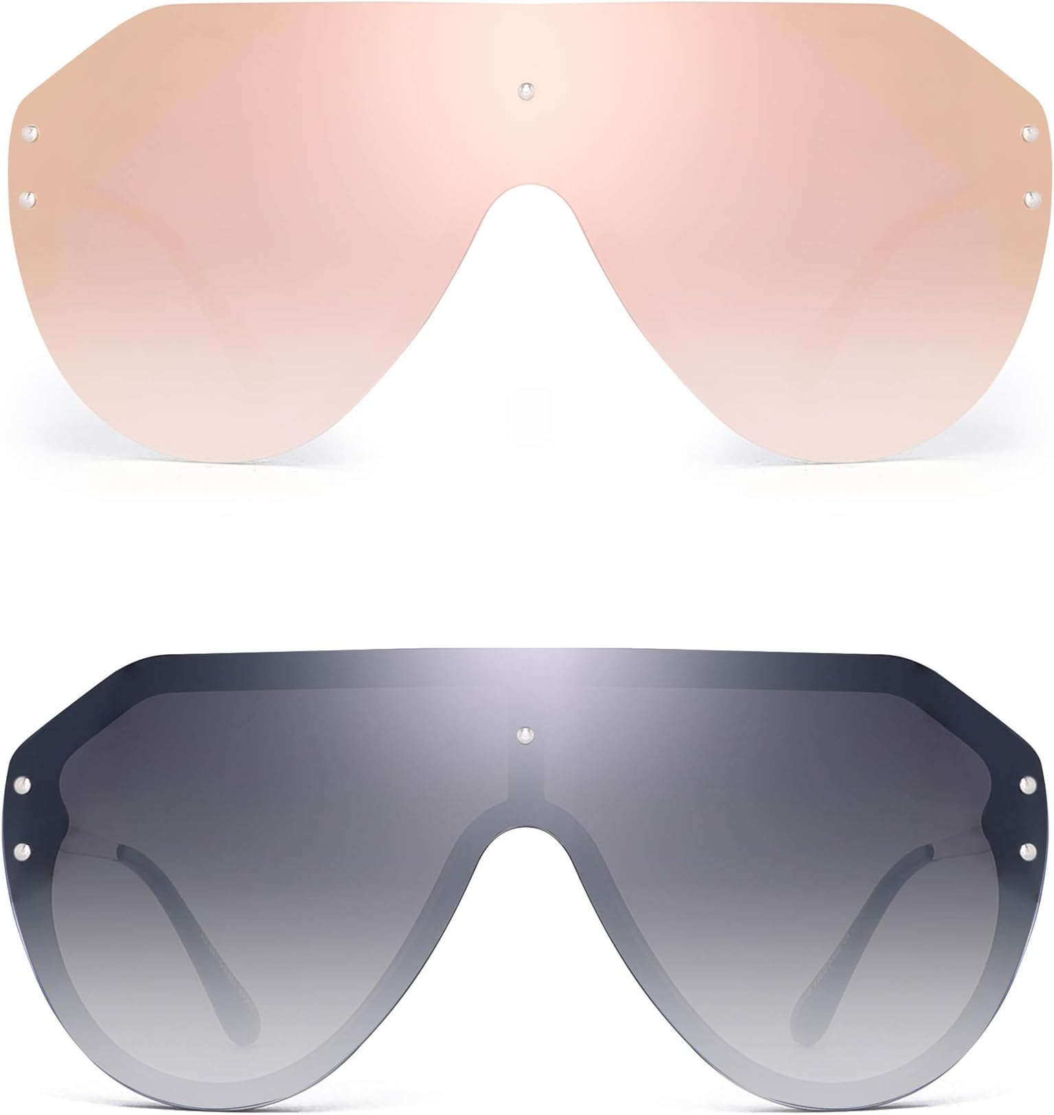 JIM HALO Oversized Shield Sunglasses Rimless Flat Top Mirror Glasses Women Men