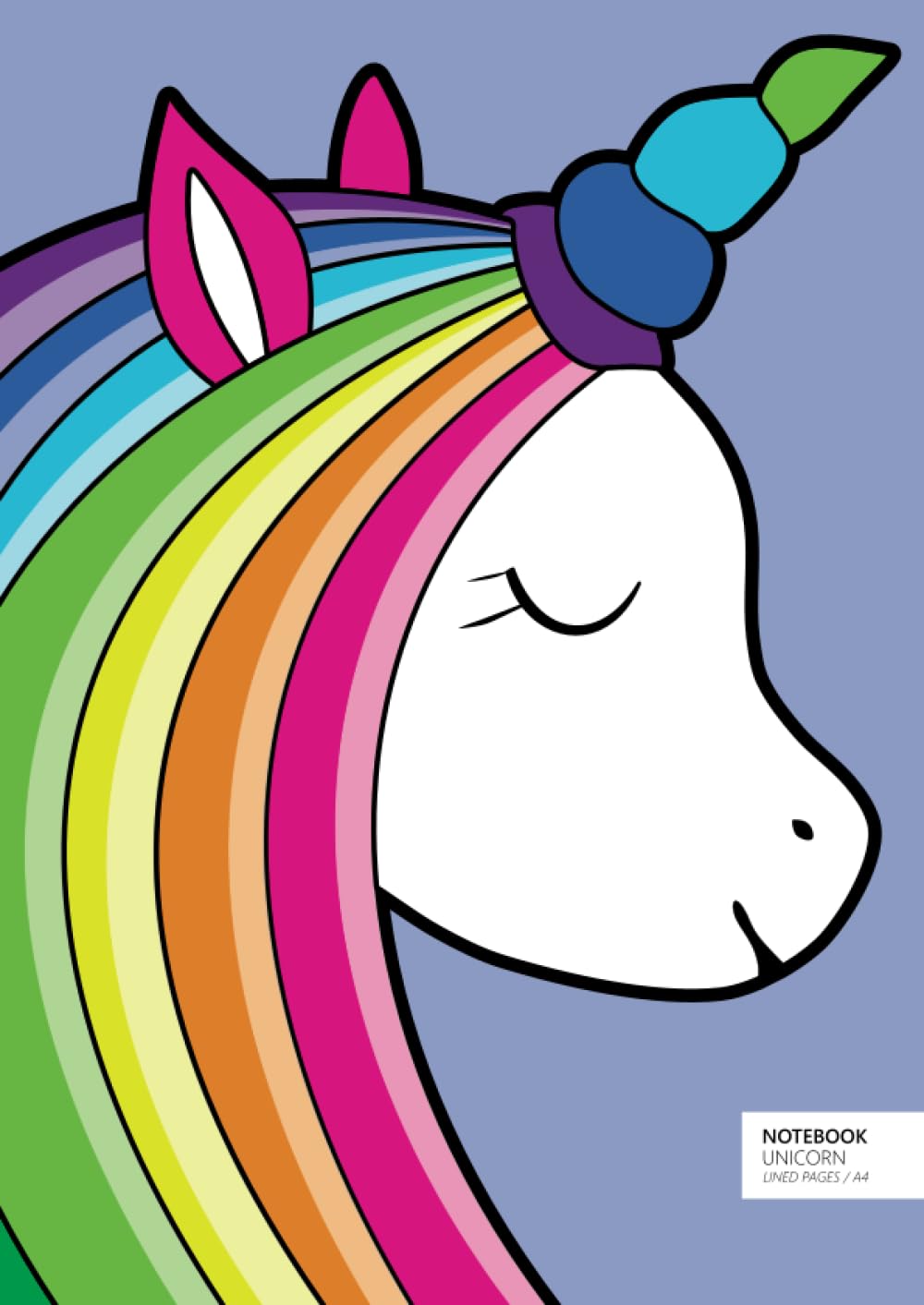 Unicorn Notebook - A4: (Indigo Edition) Fun notebook 192 lined pages (A4 / 8.27x11.69 inches / 21x29.7cm)
