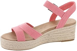 TOMS Womens Audrey Espadrille Athletic Sandals Casual Mid Heel 2-3" - Black