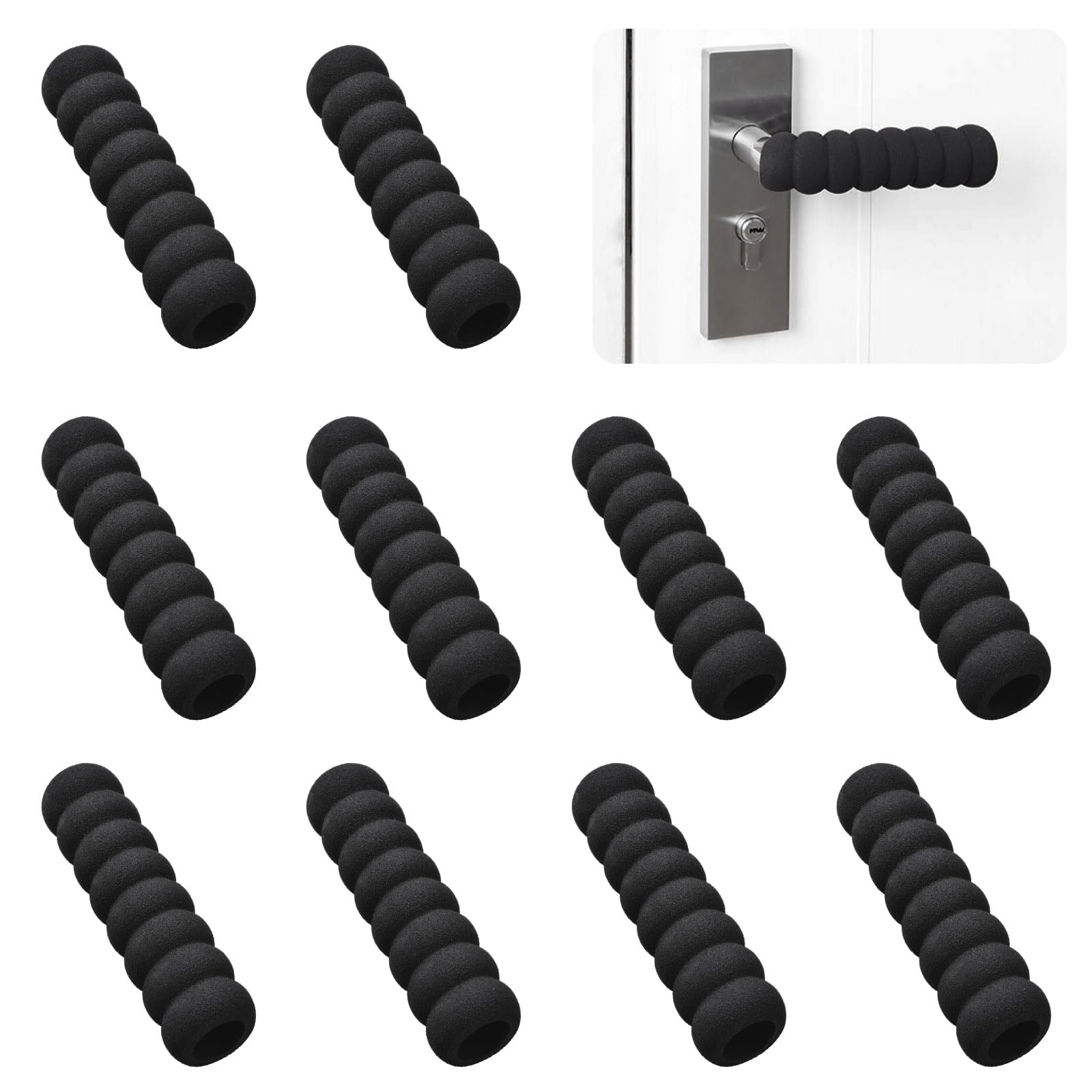 UFURMATE Door Handle Covers, 10Pcs Soft EVA Foam Knob Covers Anti-Static Safety Door Handle Glove Covers Door Knob Protector for Spring and Winter (Black)