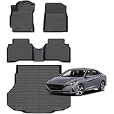 Hutisya-Floor Mats & Cargo Liner Set Fit for 2021-2025 Hyundai Elantra Hybrid All Weather Protection Anti-Slip & Durable TPE Full Set Liners Automotive Accessories-Black