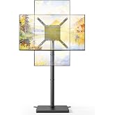 Pegzone Floor TV Stand with 90&deg; Rotation for 32-65 inch TVs up to 88lbs | Standing TV Mount with Height Adjustment, Swivel TV Stand with Extendable Feet, for Bedroom, Corner, Living Room, Black