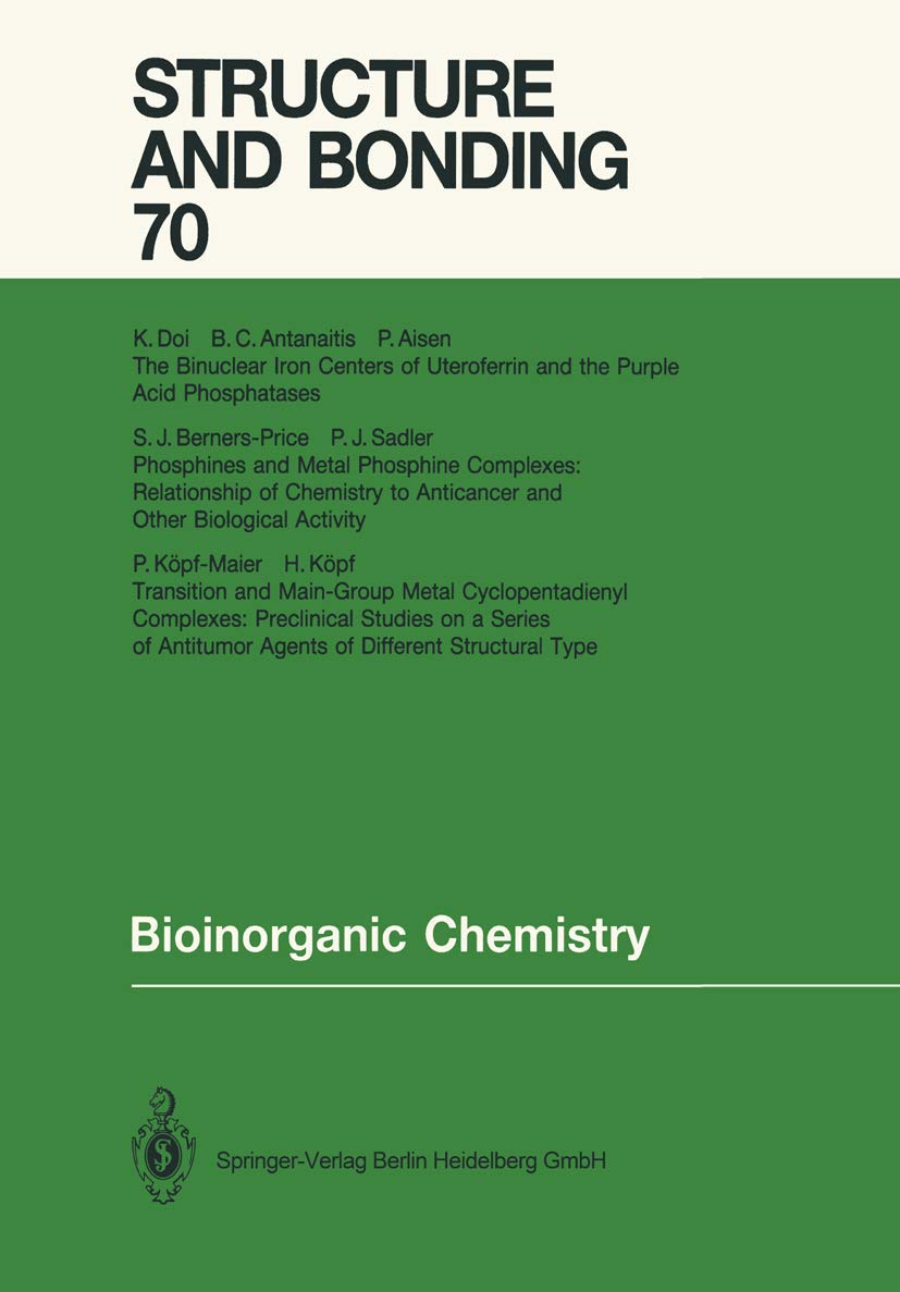 Bioinorganic Chemistry 70 Structure And Bonding Amazon Co Uk Aisen P Antanaitis B C Berners Price S J Doi K Kopf H Kopf Maier P Sadler P J Books