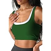 Women Sexy Double Layered Square Neck Crop Tank Dance Top Going Out Country Concert Sports Rave Outfits