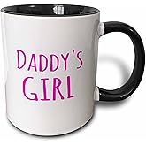 3dRose Daddys Girl - hot pink text - fun gifts for daddies girls 11oz Two-Tone Black Mug