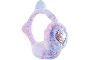 Lupieiae Girls Winter Ear Muffs Faux Fur Warm Earmuffs Sparkly Cat Ear Outdoor Ear Warmers Adjustable