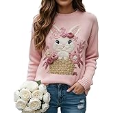 Epanus Women's Fall Winter Soft Warm Oversized Floral Print Crewneck Sweater, Casual Fashion Long Sleeve Cozy Knit Pullover