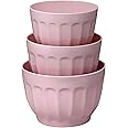 UPware 3-Piece Melamine Prep and Serve Mixing Bowl Set with Non-Slip Base, Home Essentials Cooking and Baking Tools, for Dry and Liquid Ingredients Kitchen, Mixing Bowl (Latte Pink)