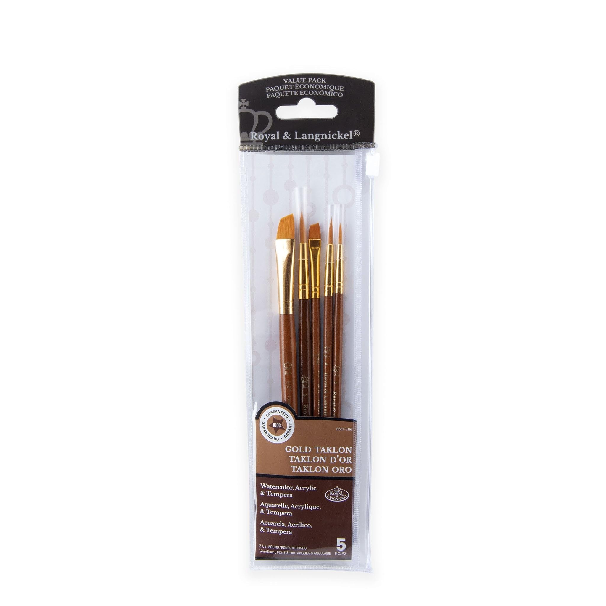 Royal and Langnickel Round/ Angular Taklon Variety Brush Set - Gold (Pack of 5)