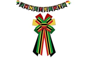 Estivaux Large Black History Month Bows for Wreath, Juneteenth 1865 Wreath Bows African American Tree Bows Black Freedom Patriotic Craft Bows for Front Door Black History Month Decorations