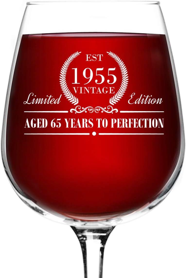 Kitchen Dining 12 75 Oz 1955 Vintage Edition Birthday Wine Glass For Men And Women 65th Anniversary Classic Birthday Gift Elegant Happy Birthday Wine Glasses For Red Or White Wine Reunion Gift