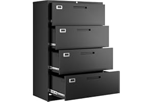 Letaya File Cabinets,4 Drawer Metal Lateral Filing Organization Storage Cabinets with Lock,Home Office for Hanging Files Lett