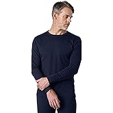 LAPASA Men 100% Merino Wool Shirt Base Layer Lightweight Thermal Top Long Sleeve Hunting Undershirt Warm Soft Long John M29 Large Navy-Lightweight