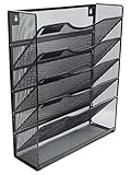 EasyPAG 6 Tier Mesh Wall Mounted File Organizer Mail Holder Rack,Black