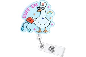 BEZTN Cuff 'Em Funny Goose Nurse Badge Reel, Cute Medical Badge Holder with Retractable Clip, Name Tag Work Badge Buddy for RN LPN CNA MA Nursing Student Doctor, Nurse Gifts