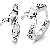 Mens Women Stainless Steel Snake Hoop Earrings, 3D Serpent Huggie Earrings Hinged, Gothic Punk Rock