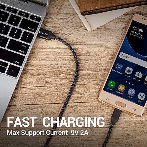EVISTR Micro USB Cable, 1 Pack 10Inch Micro USB Charing Cable for Power Bank Easy Carry Cord Data Transfer Cable for Android Phones,Tablet, Camera and Any Device with Micro USB Jack - Thumbnail 4