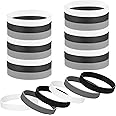 24 Pieces Rubber Bracelets Silicone Wristbands Blank Black Grey White Rubber Silicone Wrist Bands Solid Color Arm Wristbands Bracelets for Men Ladies Kids Birthday Party Favors Supplies, 3 Color