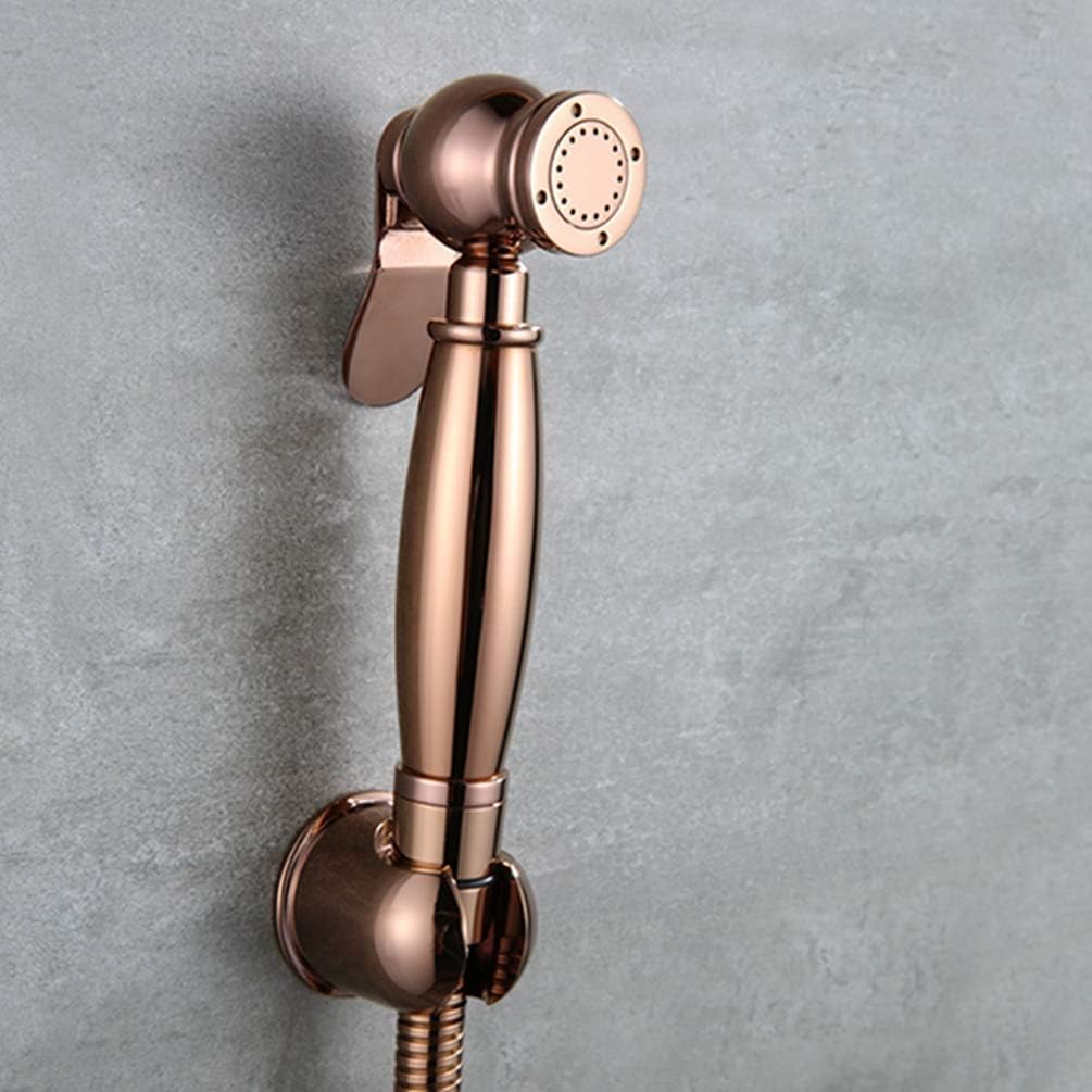 FZHLR Luxury Rose Gold Brass Handheld Bidet Spray Shower Head Set Toilet Bidet Diaper Sprayer Shattaf Bidet Spray Douche Kit Jet Retro