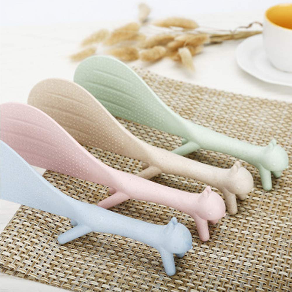 4Piece Creative Household Kitchen Tools,Lovely Squirrel Shape Standing Spoon Non-stick Rice Spoon Fashion Rice Cooker Dishes Filled Scoop Shovel