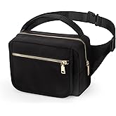 printe Small Diaper Bag with Portable Changing Pad, Crossbody Fanny Pack with Wipes Pocket for Stroller, Women Waist Bag for Travel, Black Large