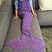 FEESHOW Handcrafted Crochet Knitting Mermaid Tail Blanket Sofa Blanket Rug Soft Sleeping Bag for Adult Teens, 71.6