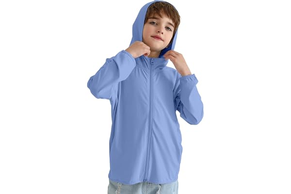 BAYRTIC Kids Sun Protection Hoodie Girls Boys Zipper Active Jacket Long Sleeve Shirts 3-12Years