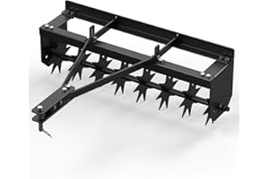 Garvee 32 Inch Tow Behind Spike Aerator, Heavy Duty Steel Tines Lawn Soil Penetrator with Extra Wide Tow Bar for Lawn Farm Ga