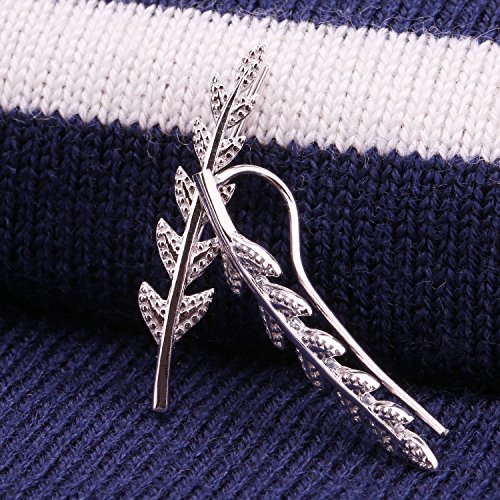 Feramox Ear Crawler Cuff Earrings Sterling Silver Ear Climber Studs Olive Leaf Hypoallergenic