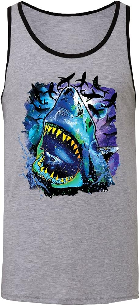 Nebula Scary Cosmo Shark Men's Tank Top Scary Great Shark Yellow Teeth