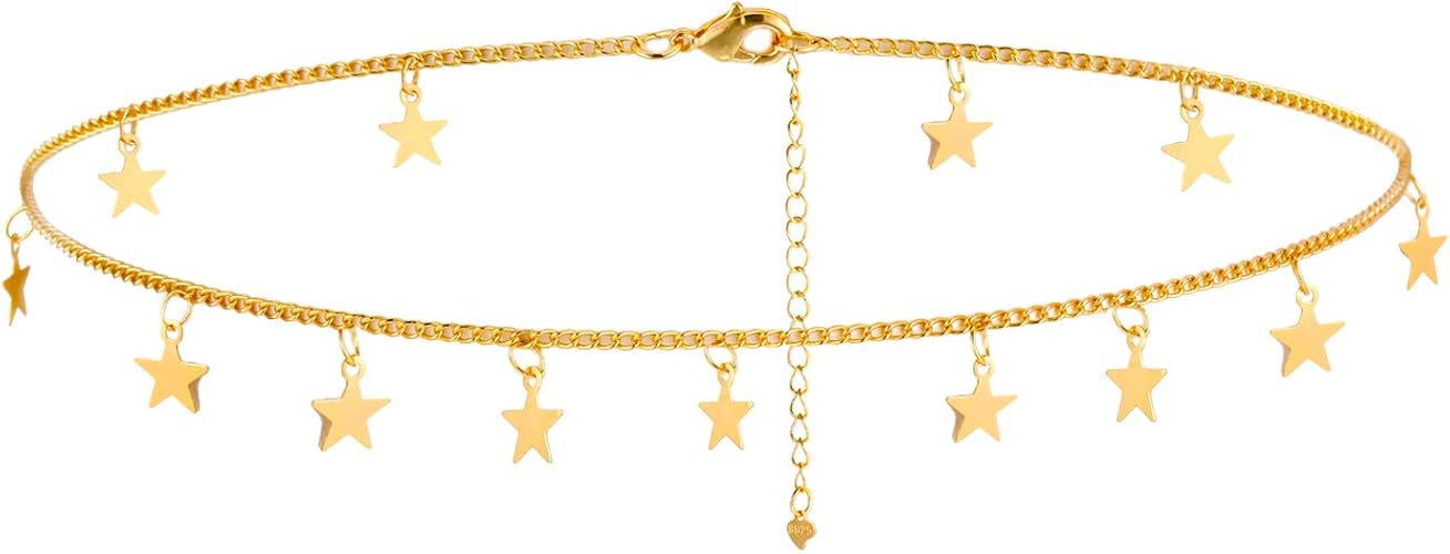 Amazon 10代の女の子向けスターネックレス ゴールドシルバースターネックレス チョーカー かわいいネックレス 上品なチョーカー 女性用 美的ジュエリー B スターチョーカー ネックレス 通販