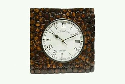 Univocean Handcarved Wooden Round Wall Clock (30 cm x 6 cm x 30 cm, Brown )
