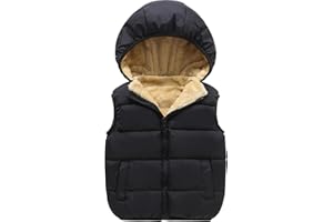 AMIYAN Toddler Winter Puffer Vest Boys Hooded Sleeveless Jacket Lightweight Warm Down Coat with Pocket for Kids 1-7 Years