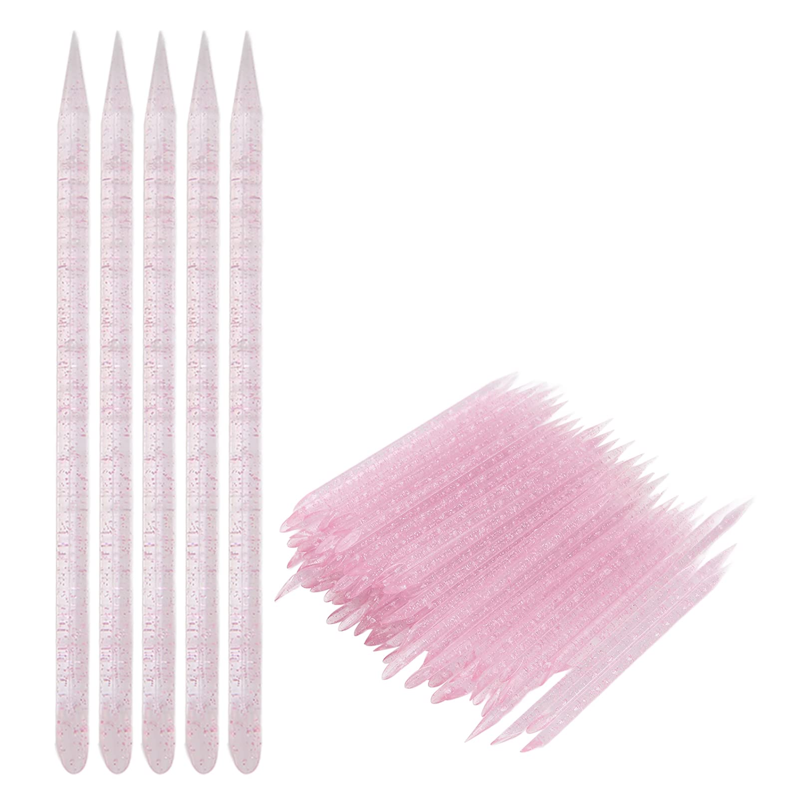 100pcs Disposable Nail Cuticle Pusher - Crystal Nail Sticks Double End Cuticle Manicure Pedicure Sticks Crystal Cuticle Putter Cleaning Cuticle Stick Nail Point Drill Stick for Fingernail(02)