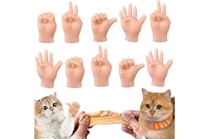 fnqiank 10 PCS Mini Hands for Cats，Small Hands Tiny Folded Hands Mini Realistic Hand Finger Puppets for Puppet Show,Gag Performance, Funny Stretchable Rubber Little Finger Hands for Cats and Puppy
