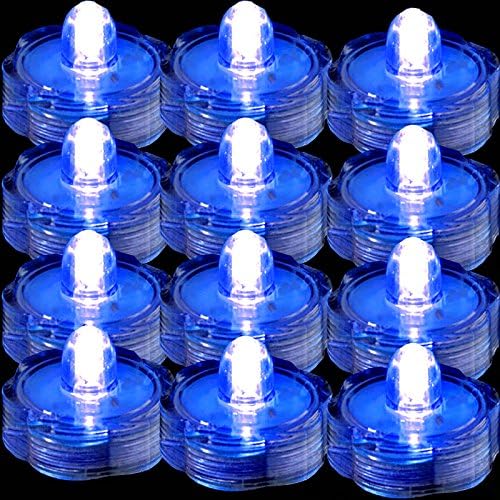 TDLTEK Waterproof Submersible Led Lights Tea Lights for Wedding, Party, Decoration (24 Pieces Blue)