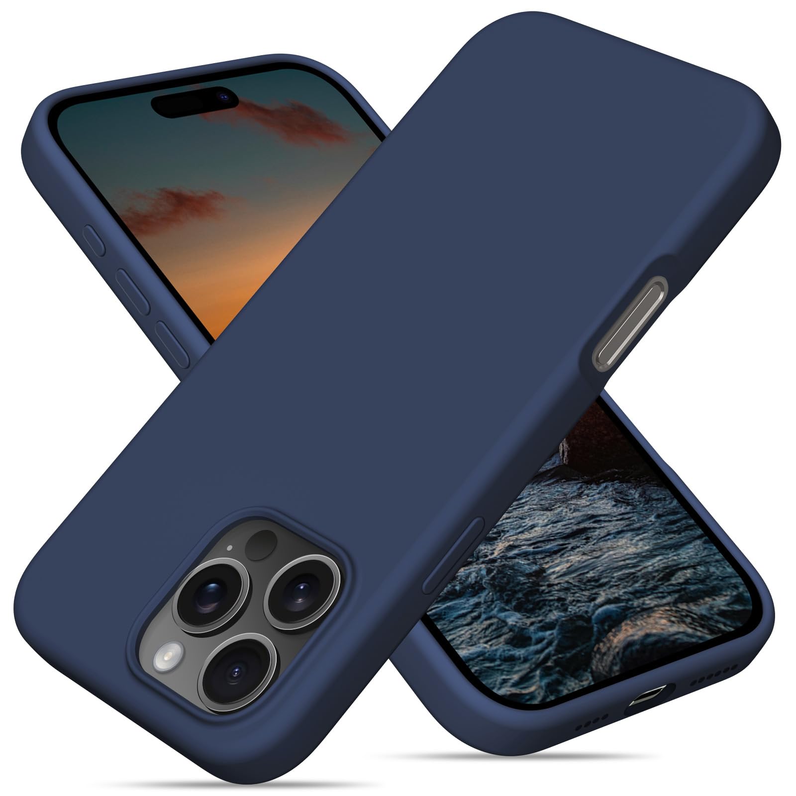 OitiYaa Liquid Silicone Case for iPhone 16 Pro Max Case,Full Body Protective Cover with 4 Layer Shockproof Structure, Soft Ultra Slim Phone Case with Anti-Scratch Microfiber Lining, 6.9", Navy Blue