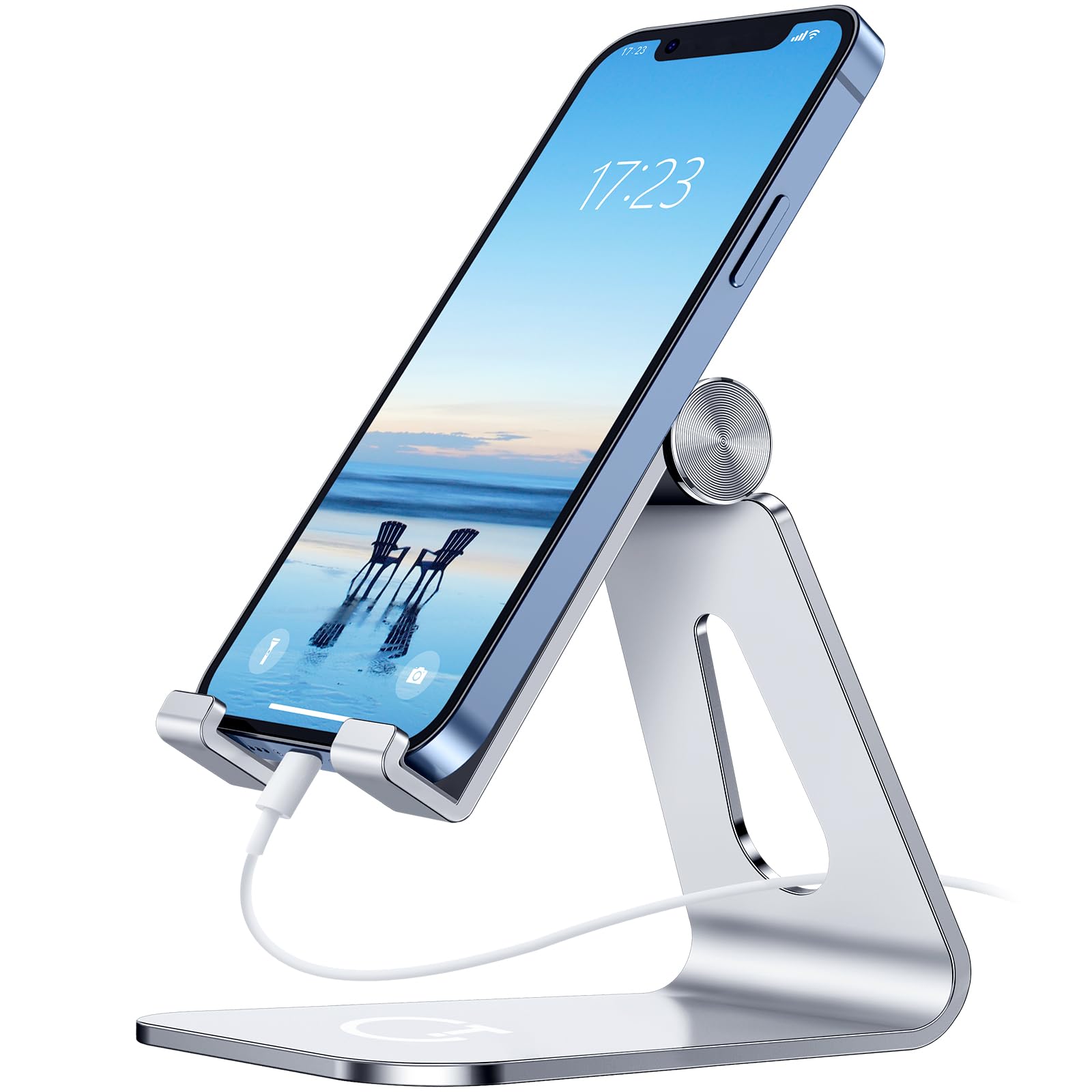 Gritin Phone Stand, Adjustable Phone Holder Cradle Dock - Full Aluminum Desktop Holder Stand for iPhone17, 16, 15, 14, 14 Plus, 13, 13 Pro Max, 12 Mini, XR X 7 6 Plus, Galaxy