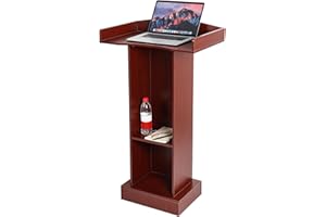 BEQUZON Podium Stand for Lectern Presentation Church Classroom, Pulpit with Wooden Heavy Base, Podium for Lecture, Wedding Sp