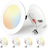 Ensenior 4 Inch LED Can Lights 4 Pack, Dimmable Retrofit Led Recessed Lighting, 5CCT Adjustable Color Temperature (2700K-5000K), 7W=77W 700LM, IC & Damp Rated, ETL&FCC Certified