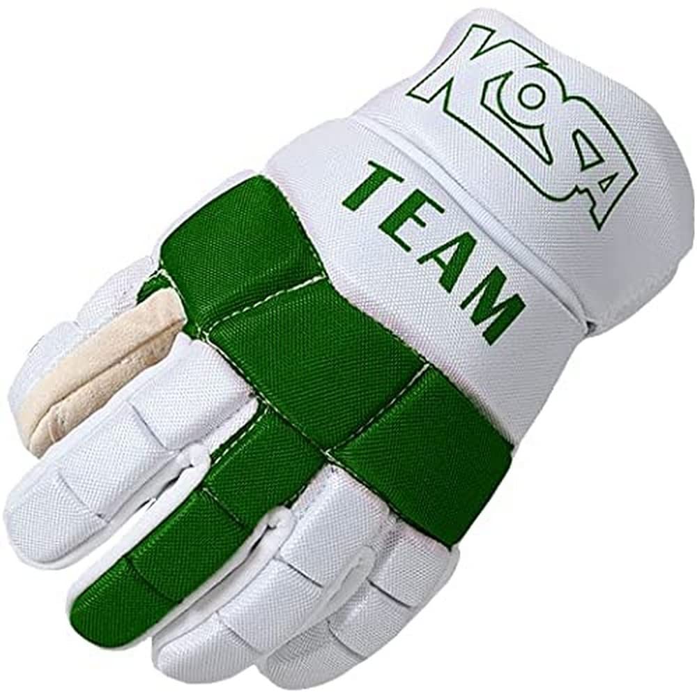 KOSA Team Bandy ice Protective Glove Leather Designed Durable and Flexible, Comfortable Grip Improves Knitting Handling, Fast Movement & Extra Padded Back View for Hand & Wrist Protection (Green)
