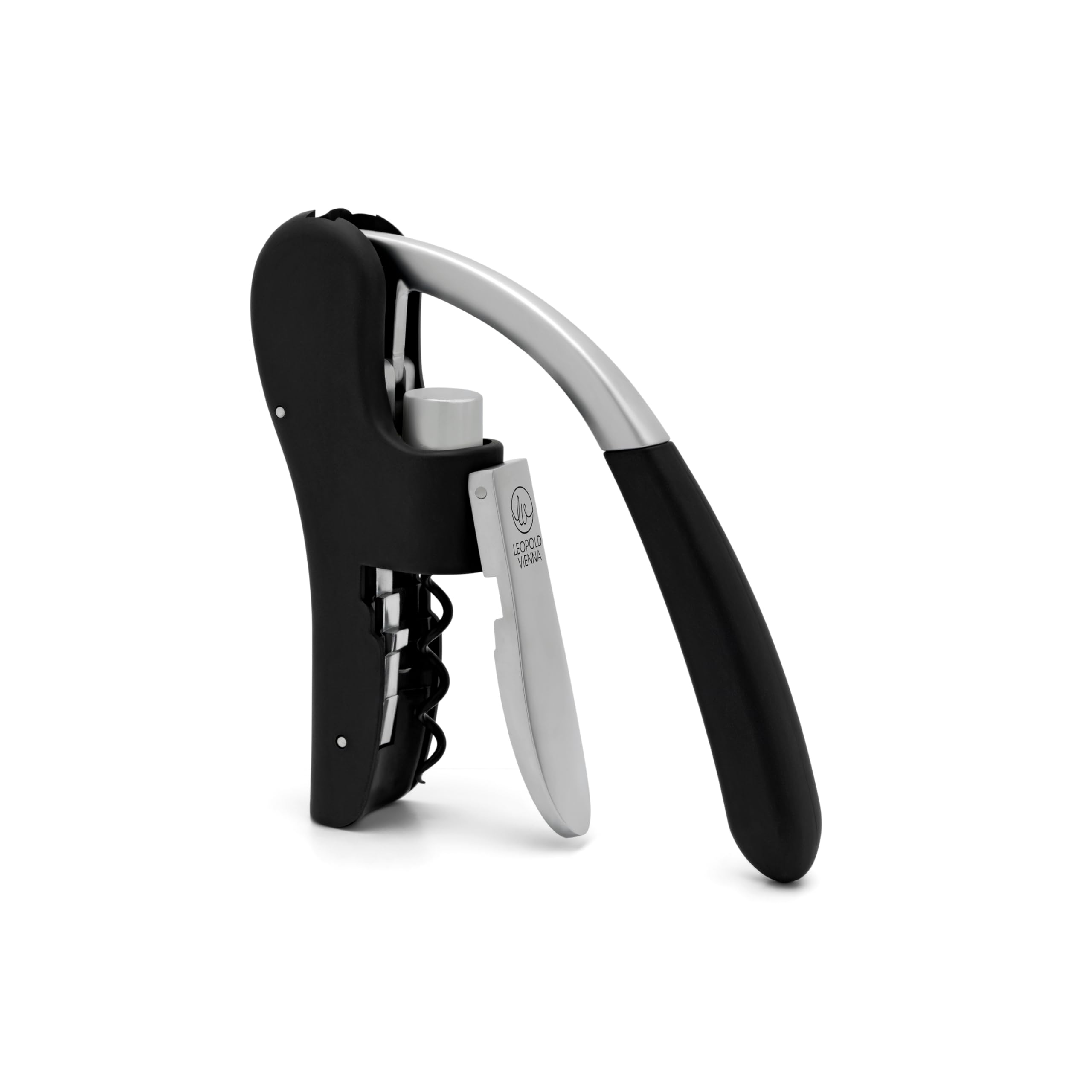 Leopold Vienna 123 x 33 x 162 mm Stainless Steel/Plastic Mini Octopus Lever Corkscrew, Black
