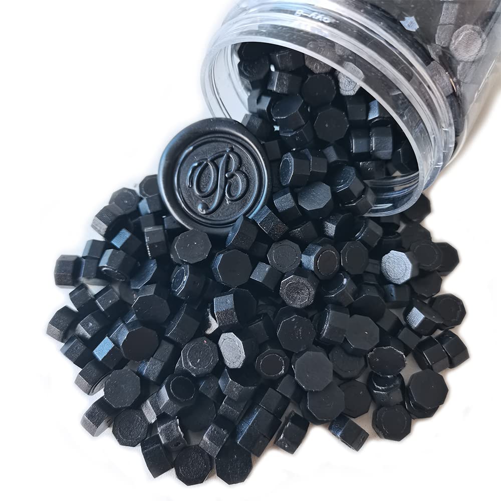 400 Pieces Sealing Wax Beads for Seal Stamp, PORXFLY Waxs Seal Beads Great for Wedding Invitations, Wine Packages,Cards Envelopes, Gift Wrapping (Black)