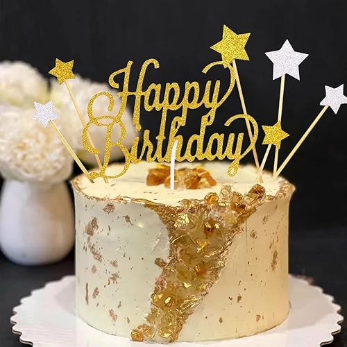 Sunny ZX Gold Glitter Happy Birthday Cake Cupcake Smash Candle