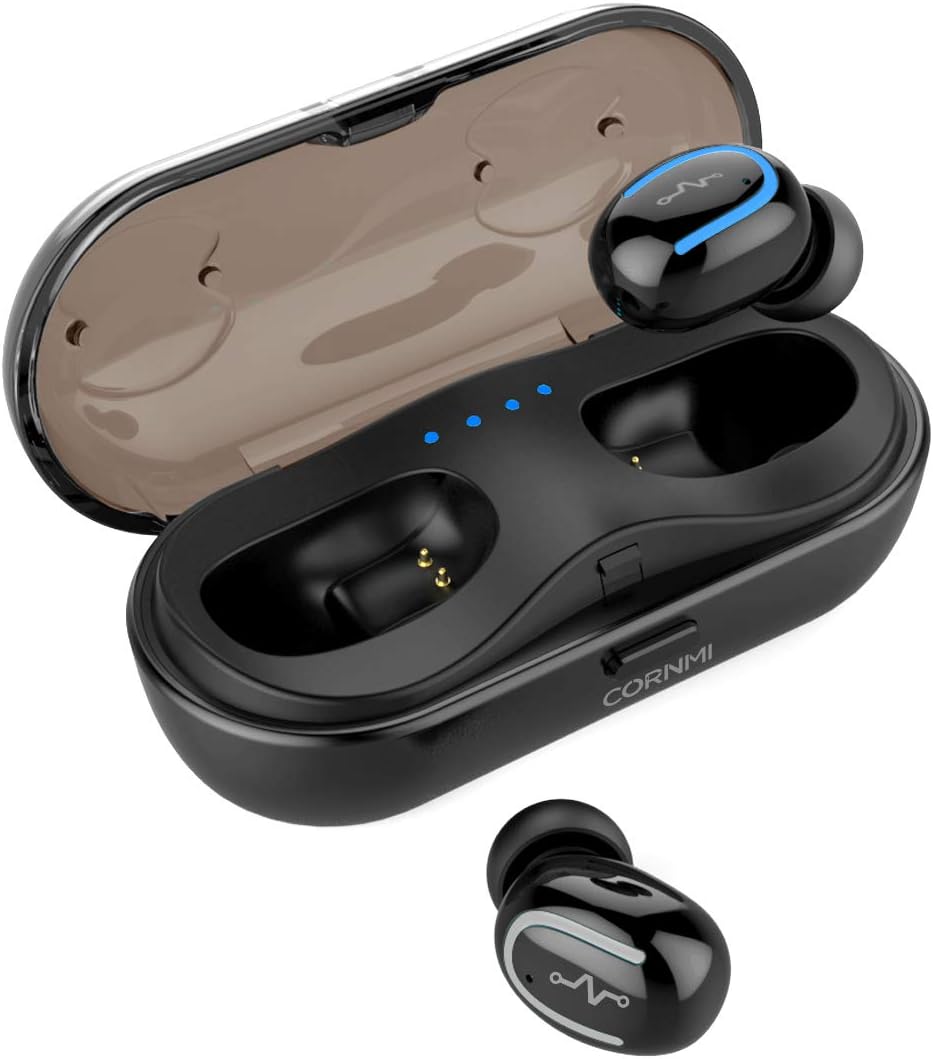 CORNMI True Wireless Earbuds Easter Gift in-Ear Stereo Bluetooth Headphones Noise Cancelling Headsets Earphones Mini Wireless Headphone Earbuds - Black