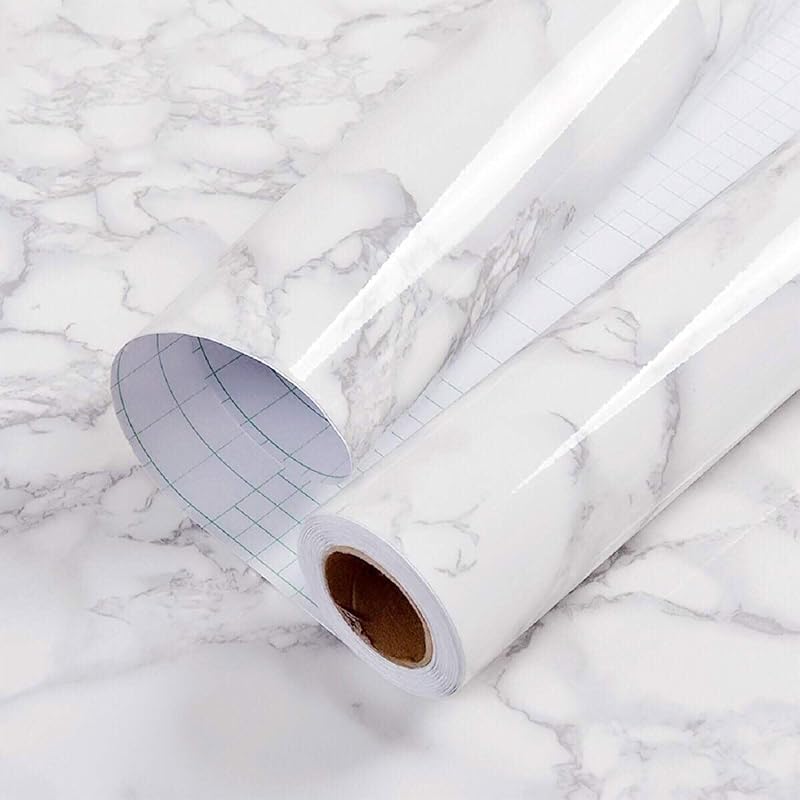 Hode Marble Sticky Back Plastic 90cm x 10m Granite White Grey Vinyl Wrap